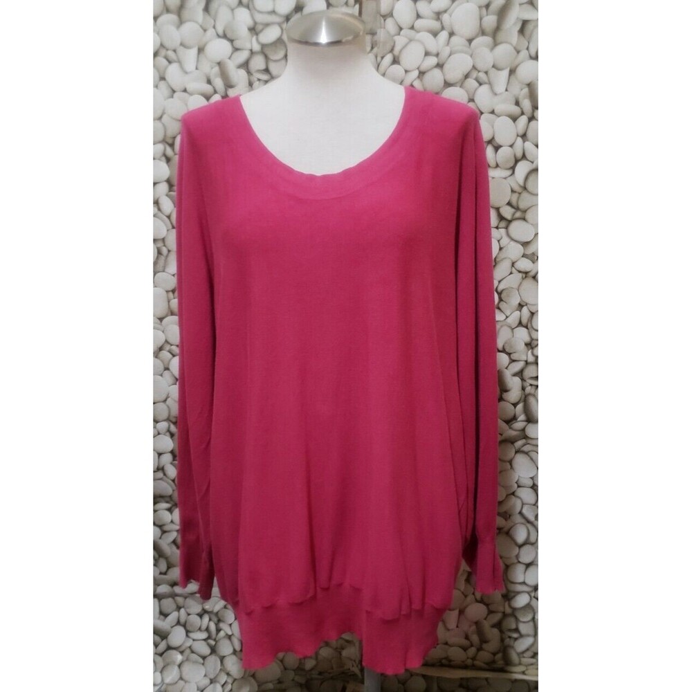Lane Bryant Sweater Size 22/24 Pink Rayon Long Sleeve Scoop Neck Pullover